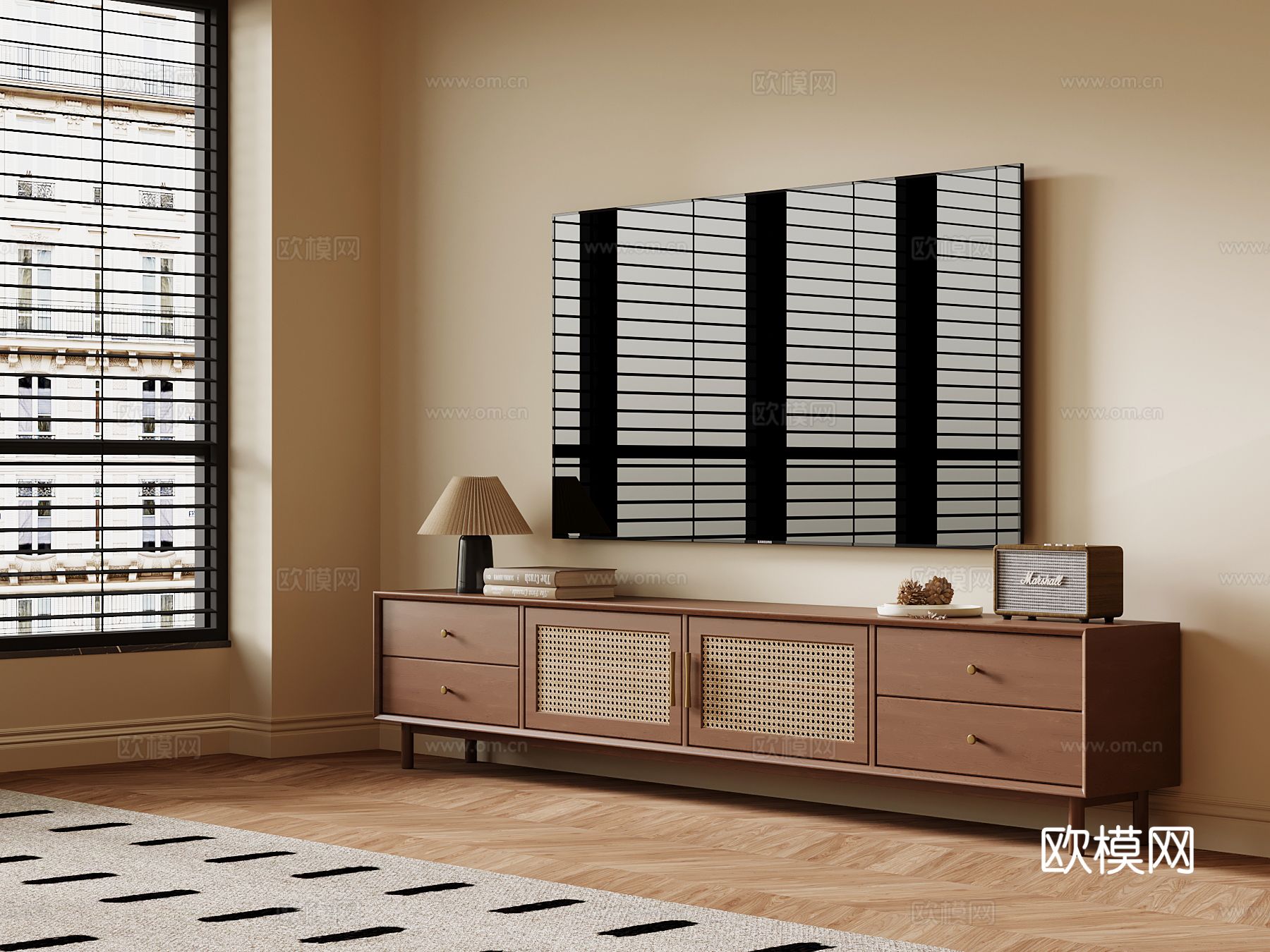 中古风电视柜su模型