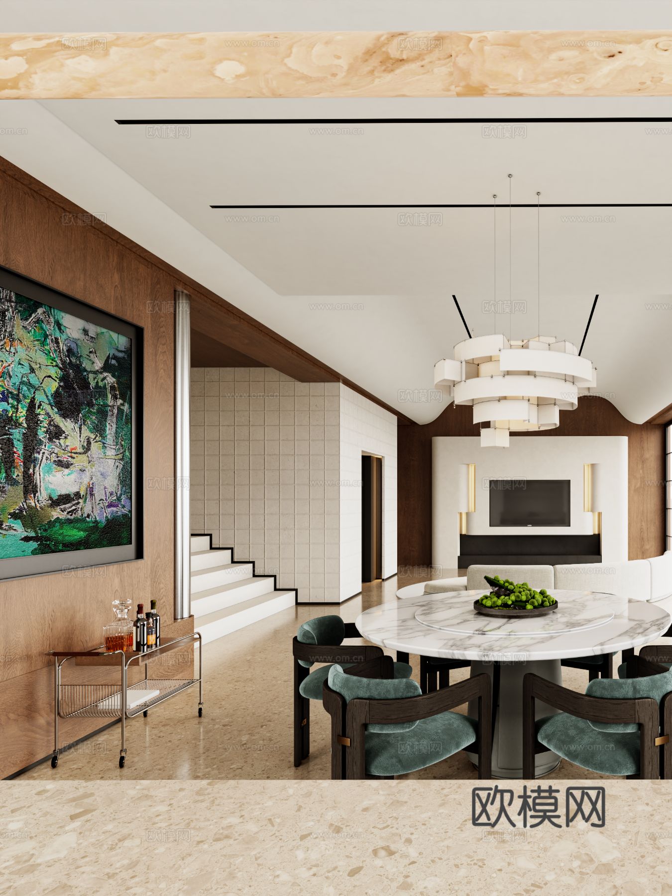 孙建亚 客餐厅 杭州绿城·溪径恒庐360㎡合院别墅3d模型