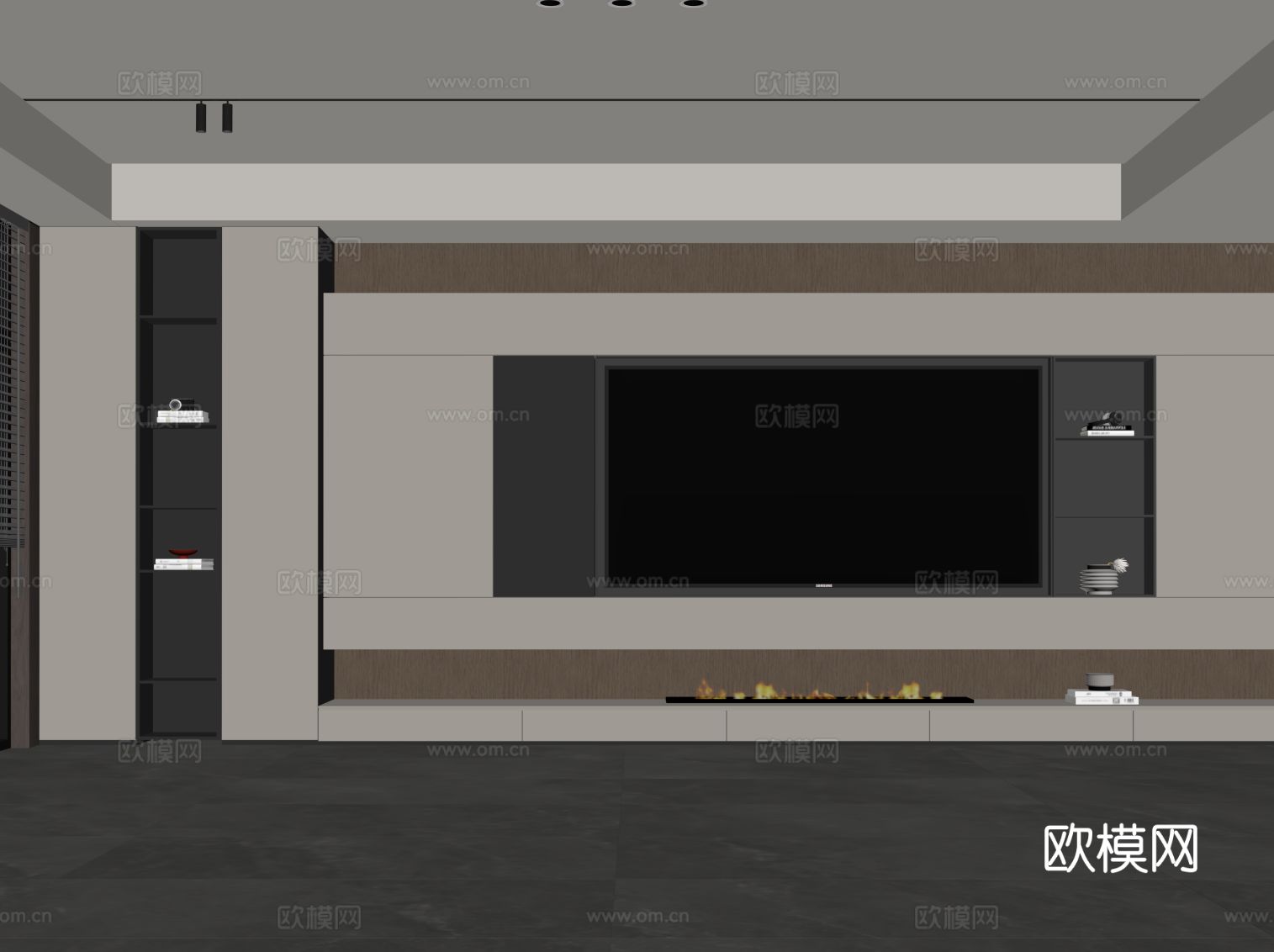意式电视背景墙 电视柜su模型