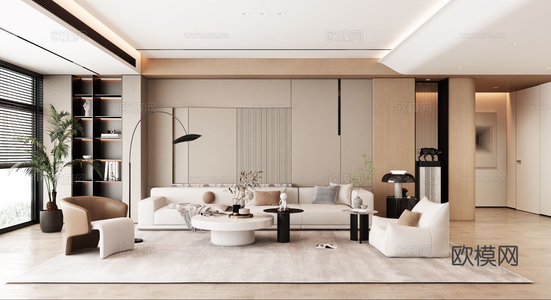 现代客厅3d模型下载