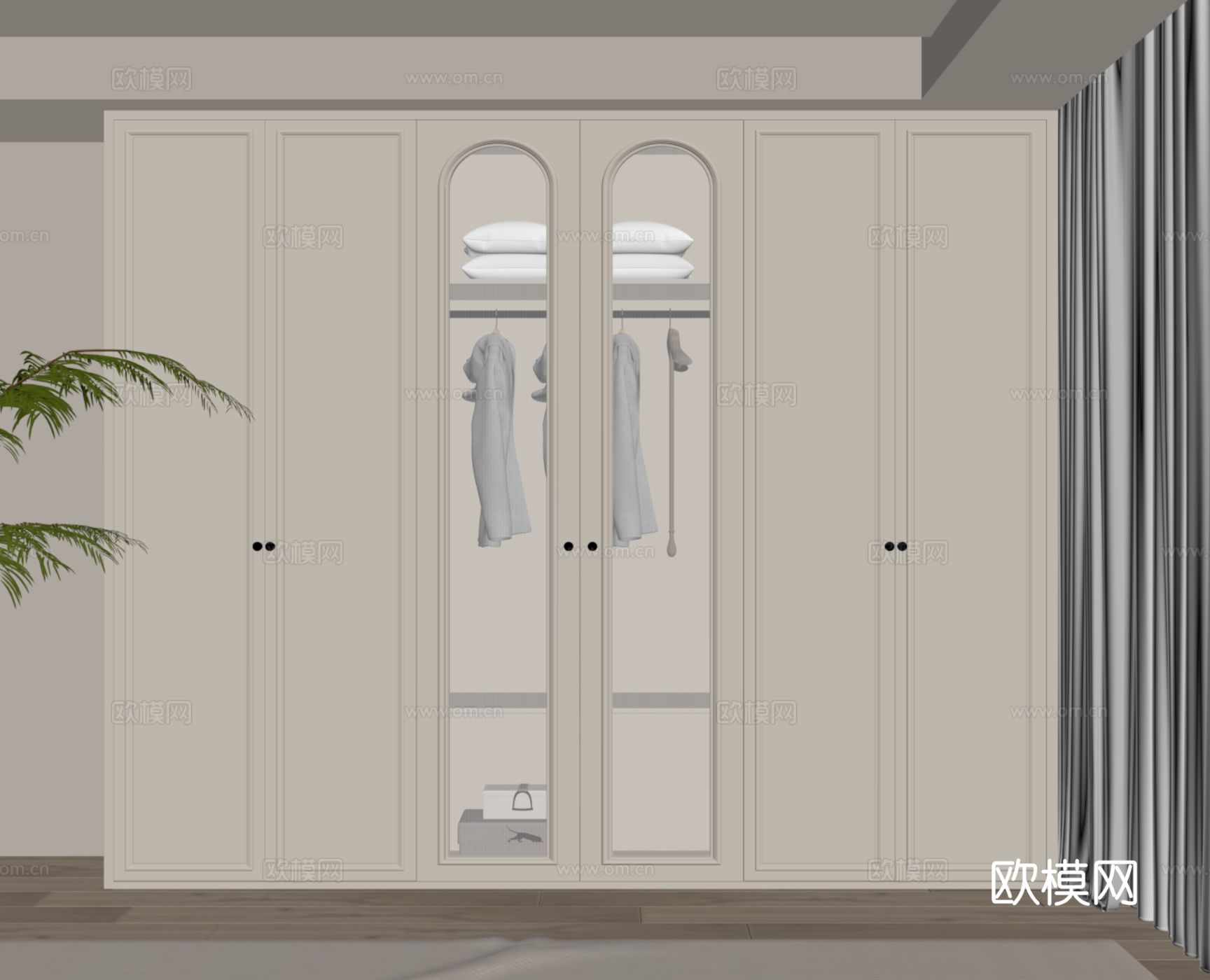 法式奶油风衣柜su模型