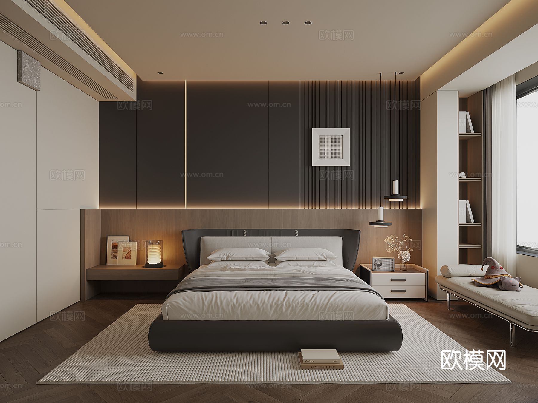 现代家居卧室su模型