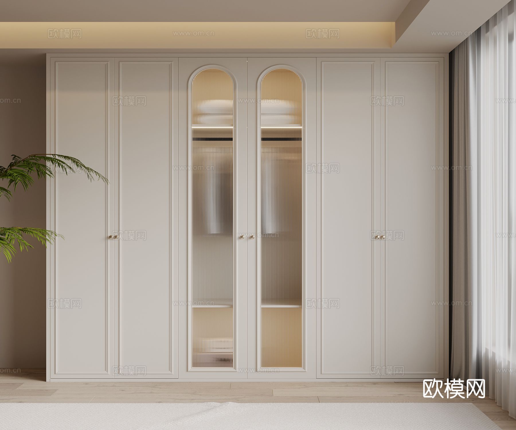 法式奶油风衣柜su模型