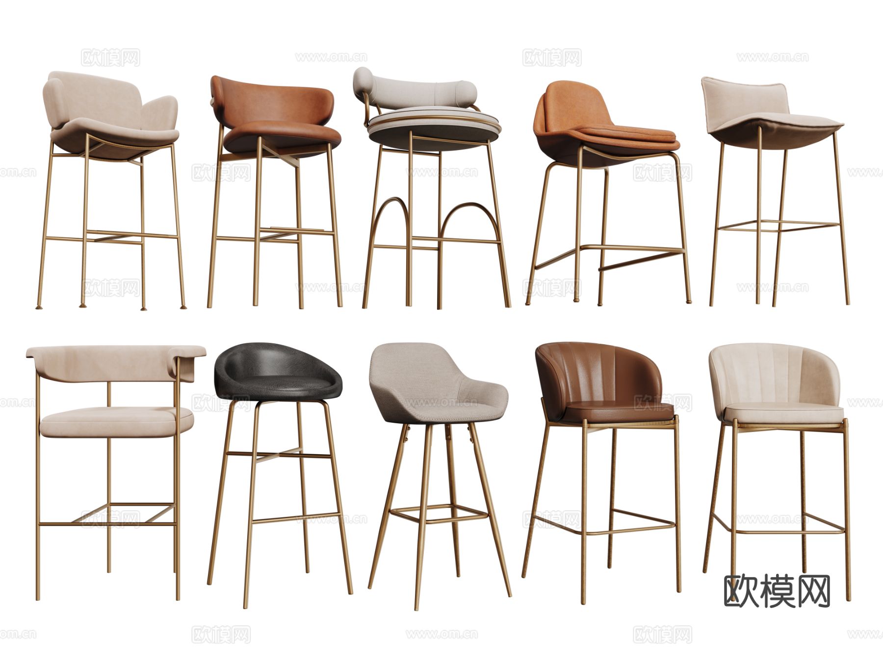 现代吧椅 巴凳 高脚椅 高脚凳 休闲椅su模型