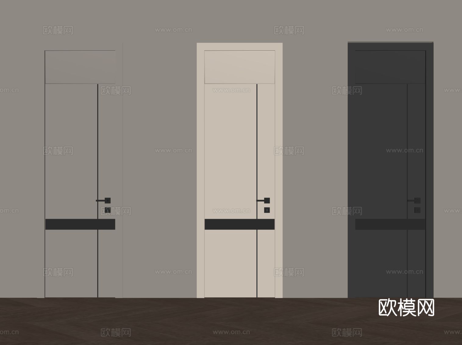 现代单开门 室内门su模型