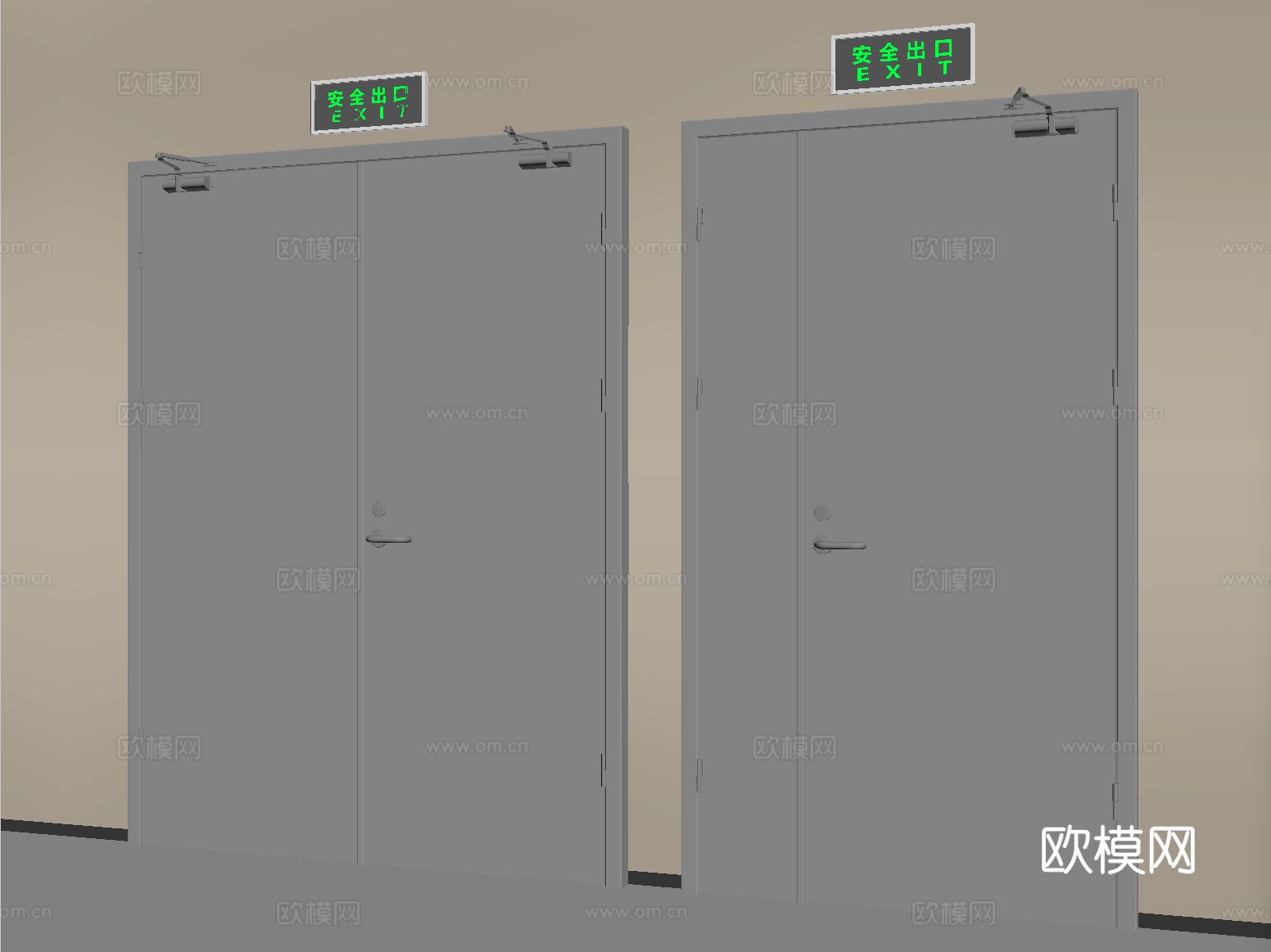 现代消防门 防火门安全出口su模型