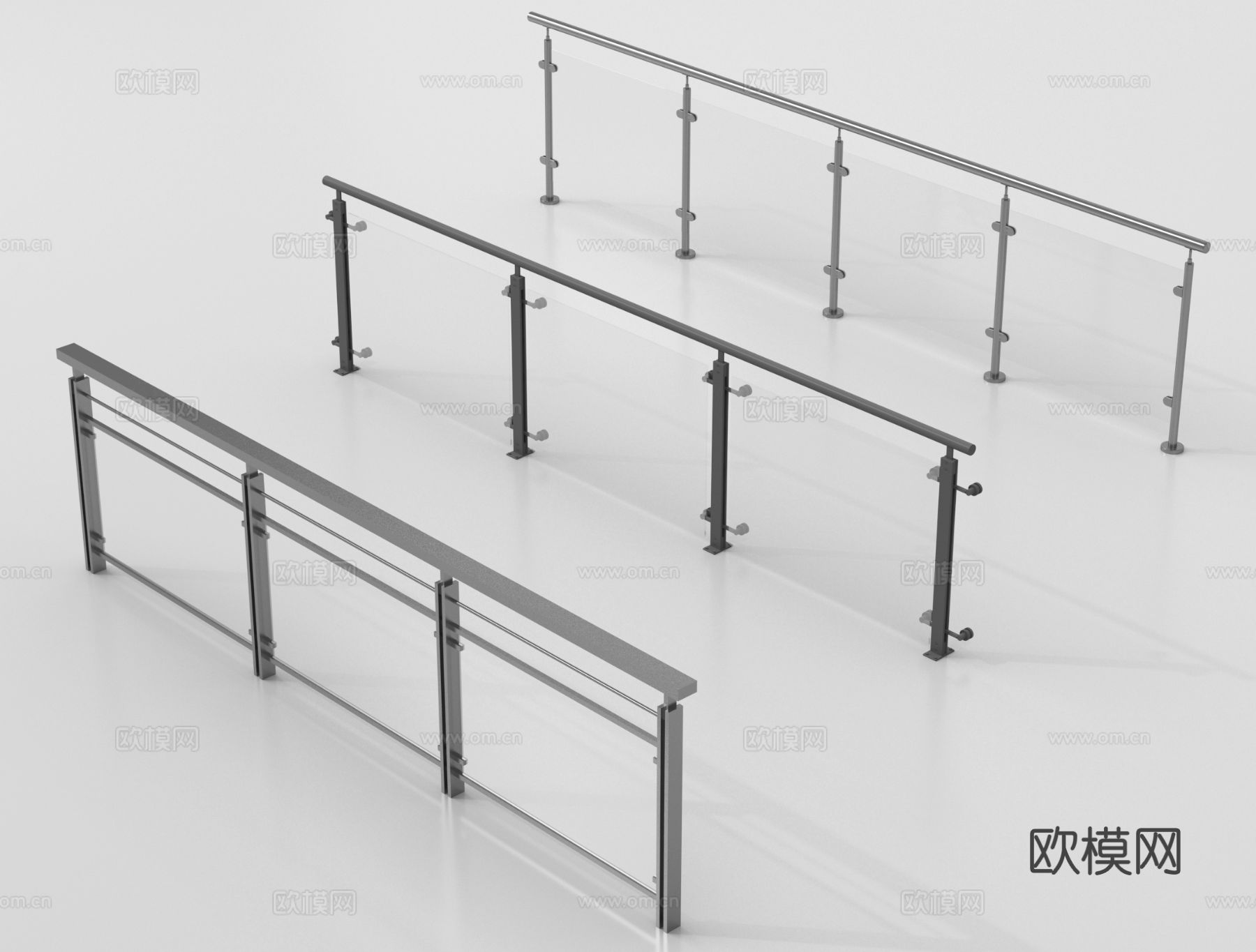 现代围栏护栏 玻璃栏杆 护栏 扶手 阳台护栏su模型
