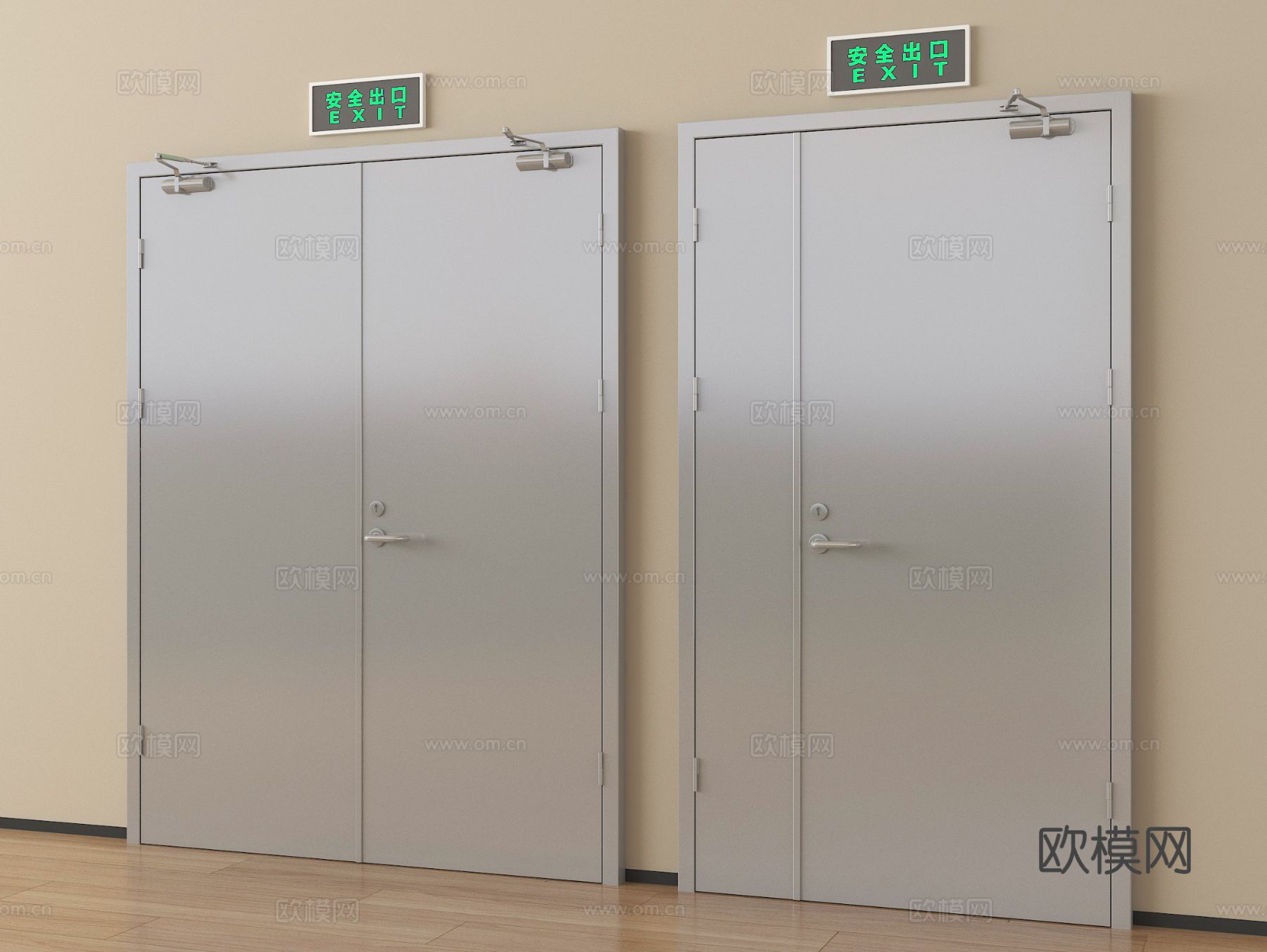 现代消防门 防火门安全出口su模型