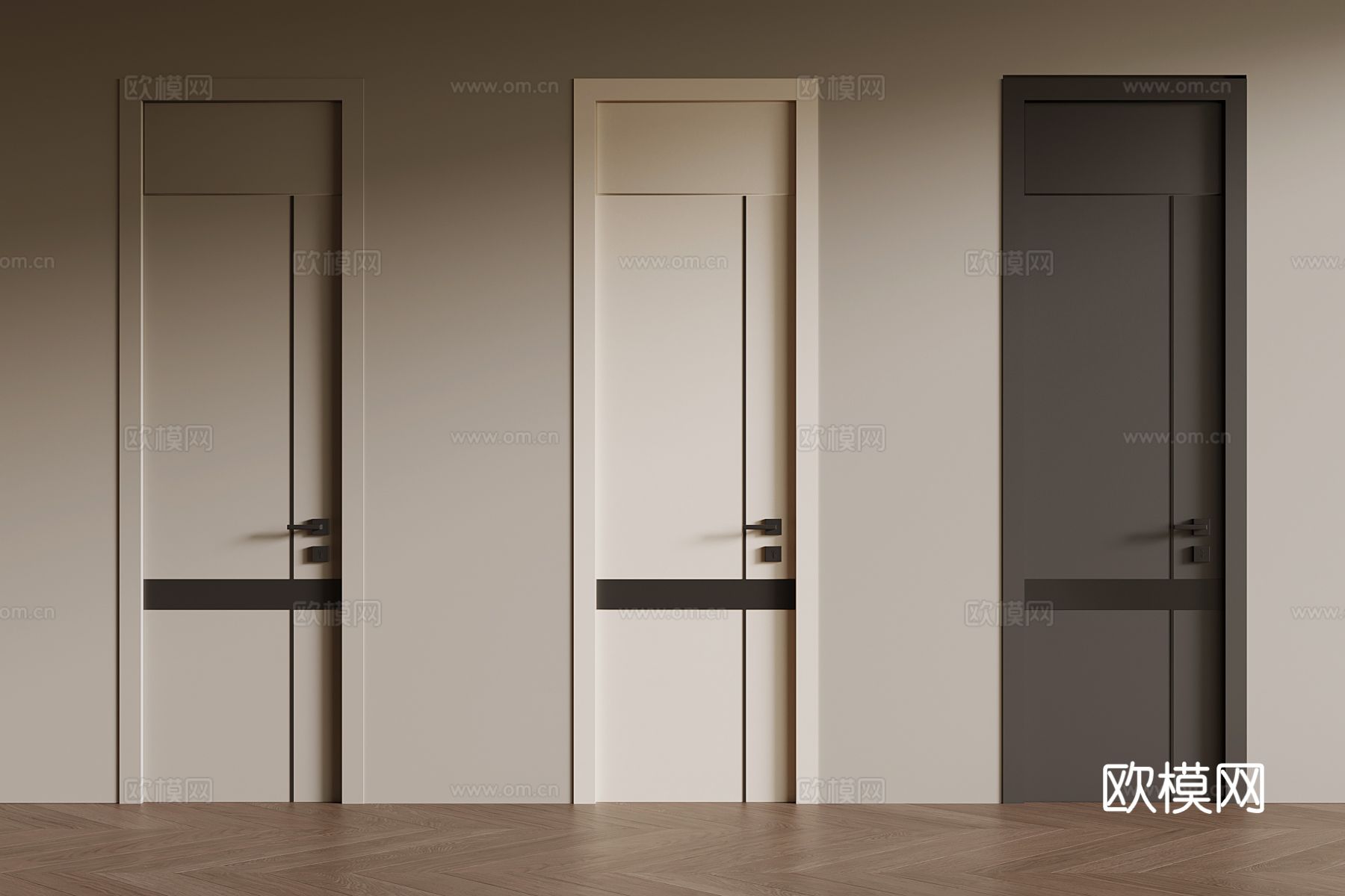 现代单开门 室内门su模型