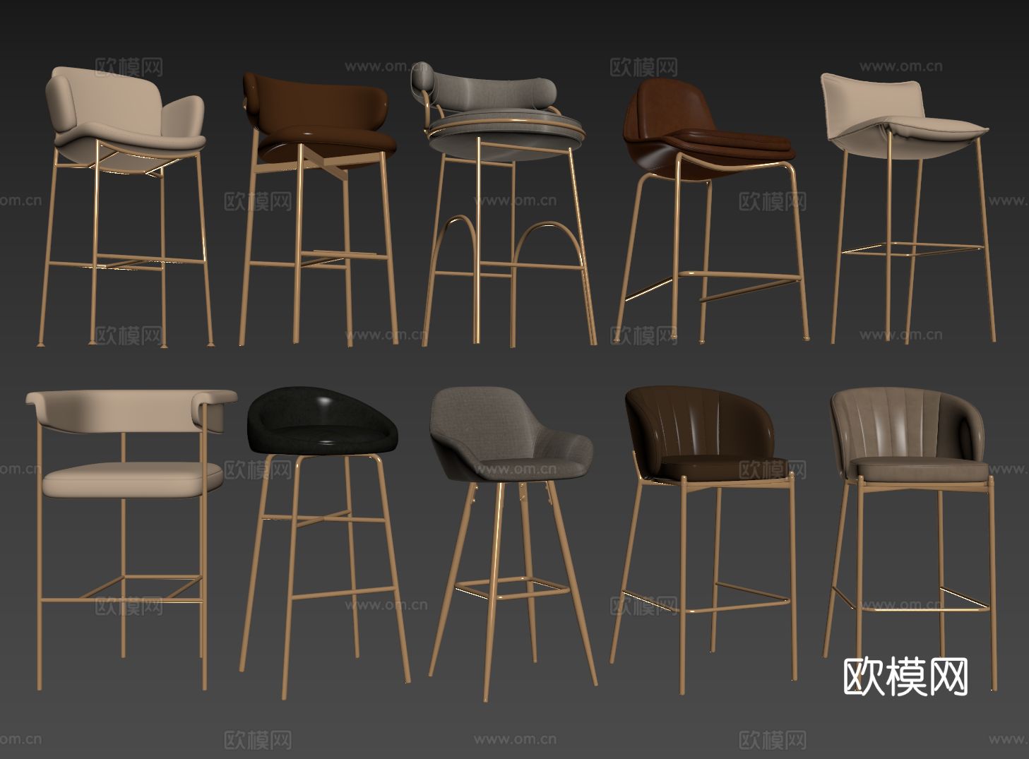 现代吧椅 巴凳 高脚椅 高脚凳 休闲椅su模型