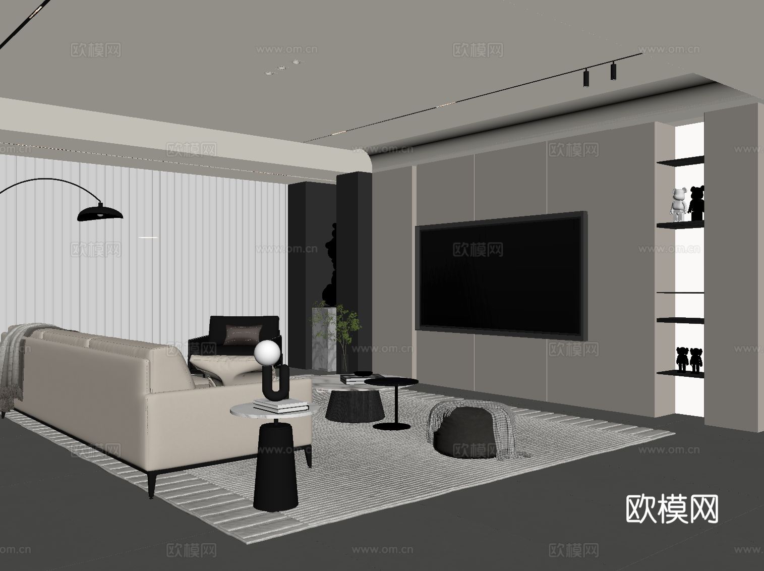 现代客厅su模型