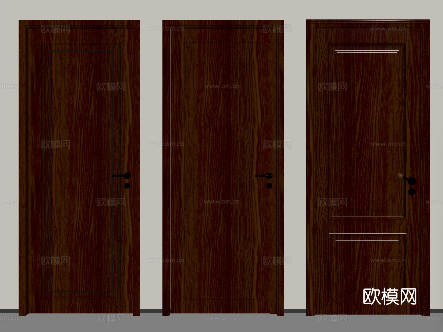 中古单开门 木门 木单开门 卧室门su模型