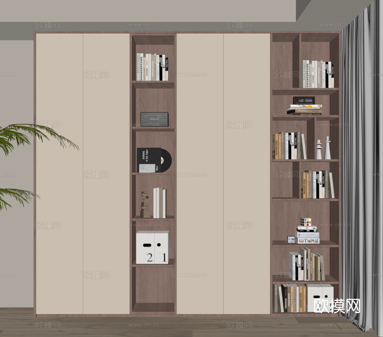 中古风书柜su模型