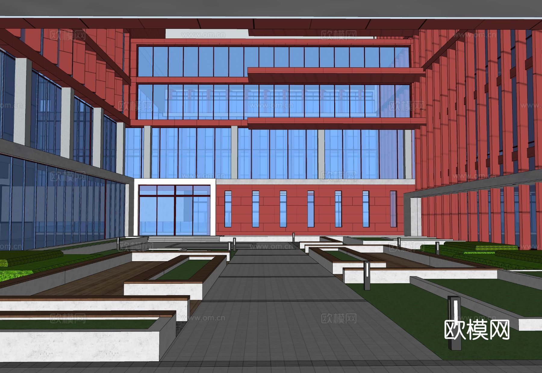 现代校园景观  校园建筑su模型