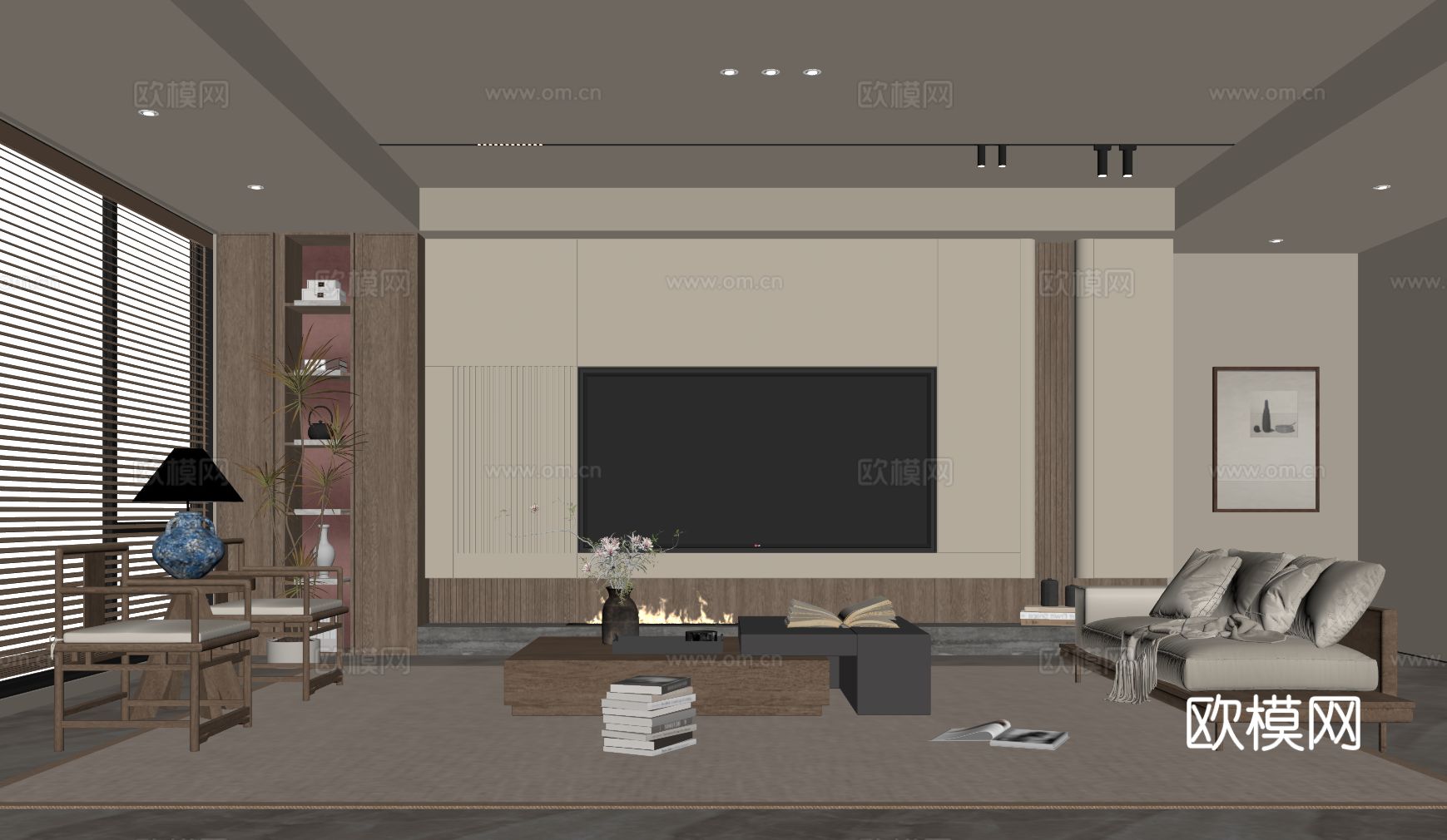 中古风客厅su模型