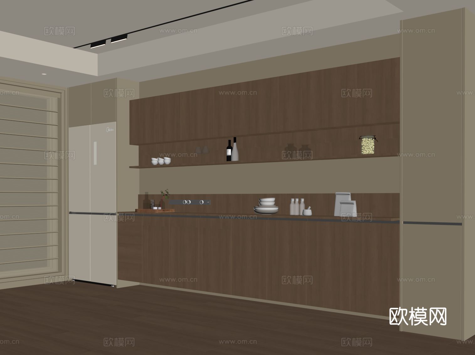 中古风餐柜su模型