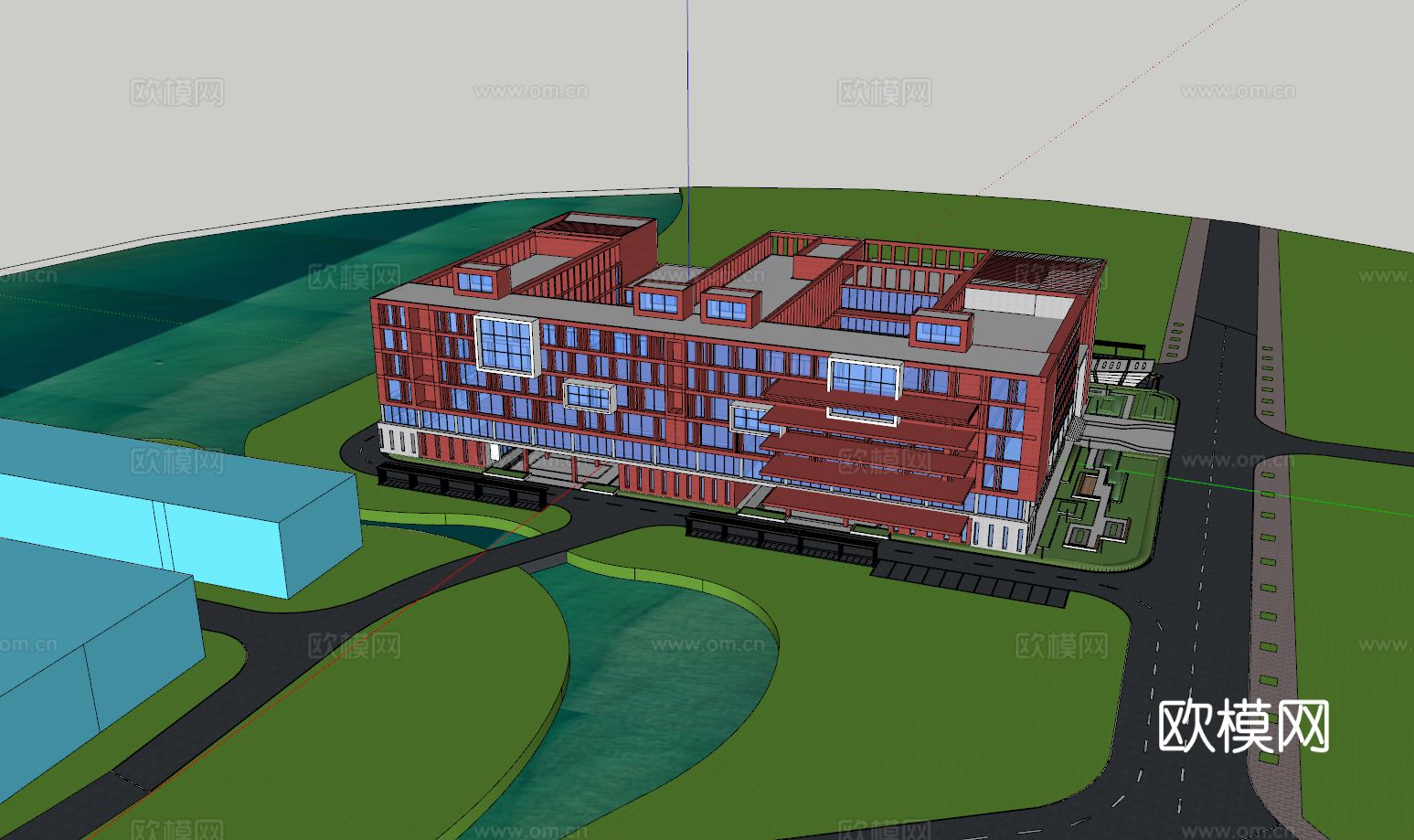 现代校园景观  校园建筑su模型