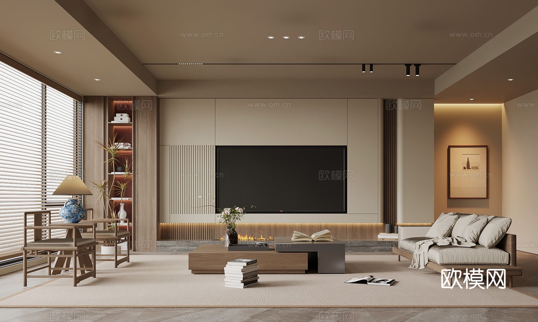 中古风客厅su模型