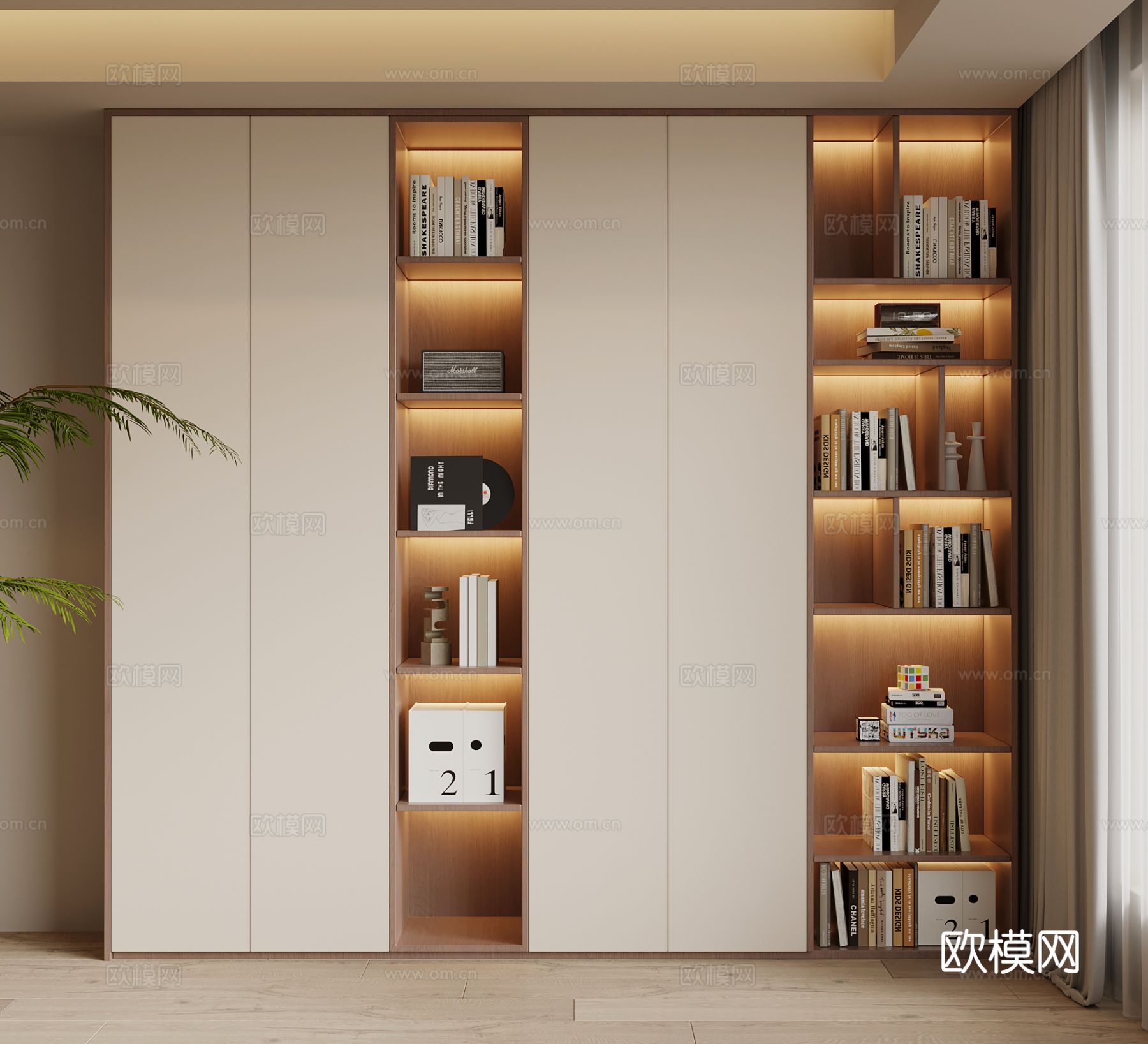 中古风书柜su模型