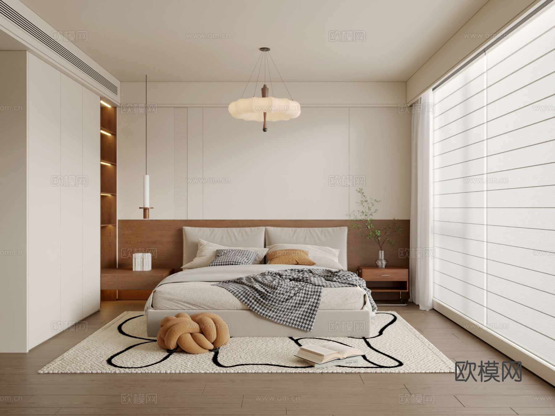 侘寂中古风卧室3d模型下载（渲染图2）