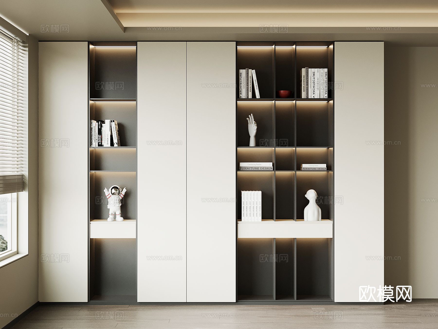 现代书柜 置物柜su模型