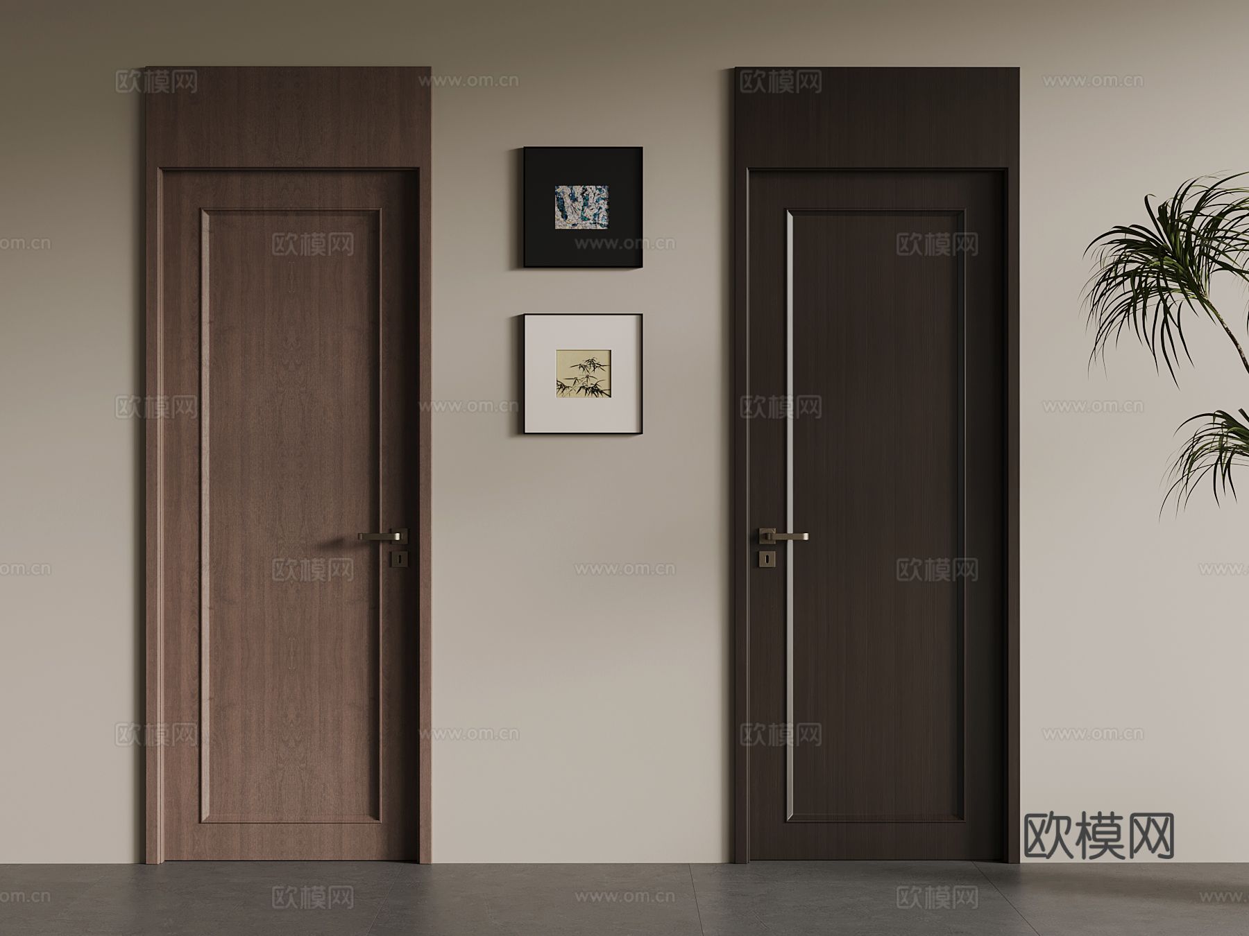 中古风单开门 室内门su模型