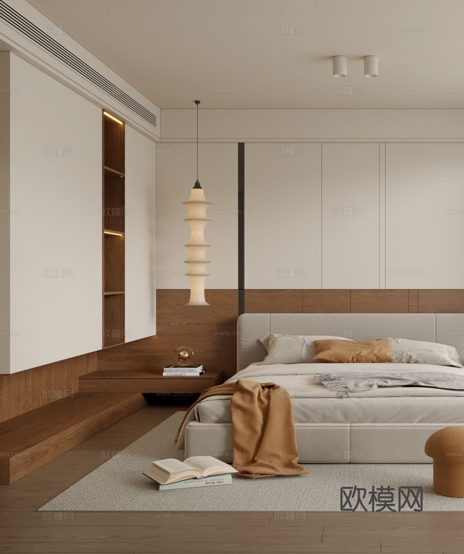 侘寂中古风卧室3d模型下载（渲染图2）