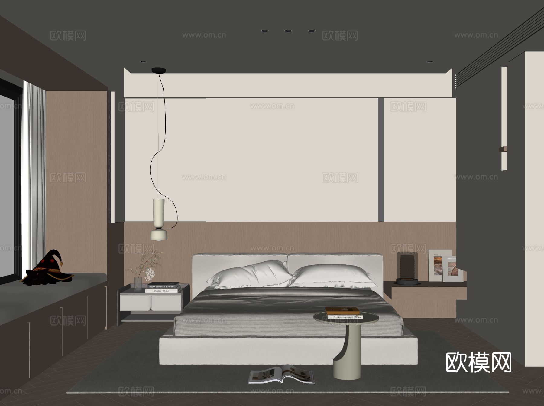 现代家居卧室su模型
