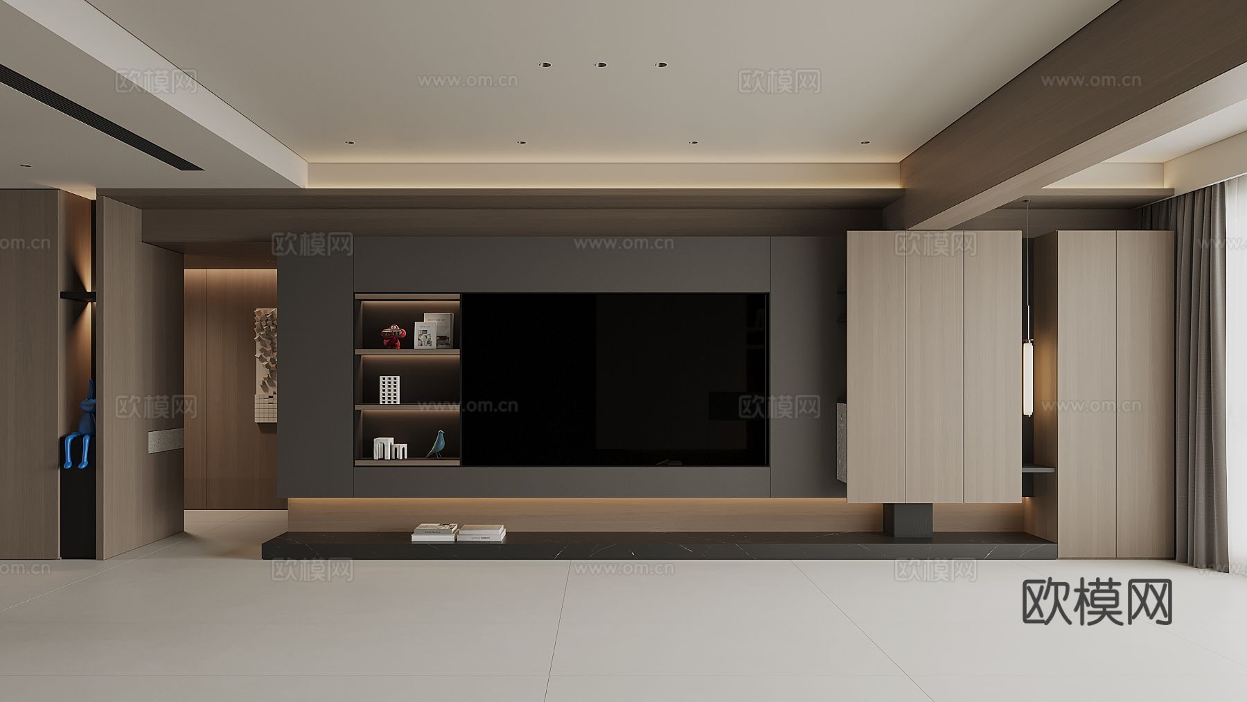 现代电视背景墙3d模型下载