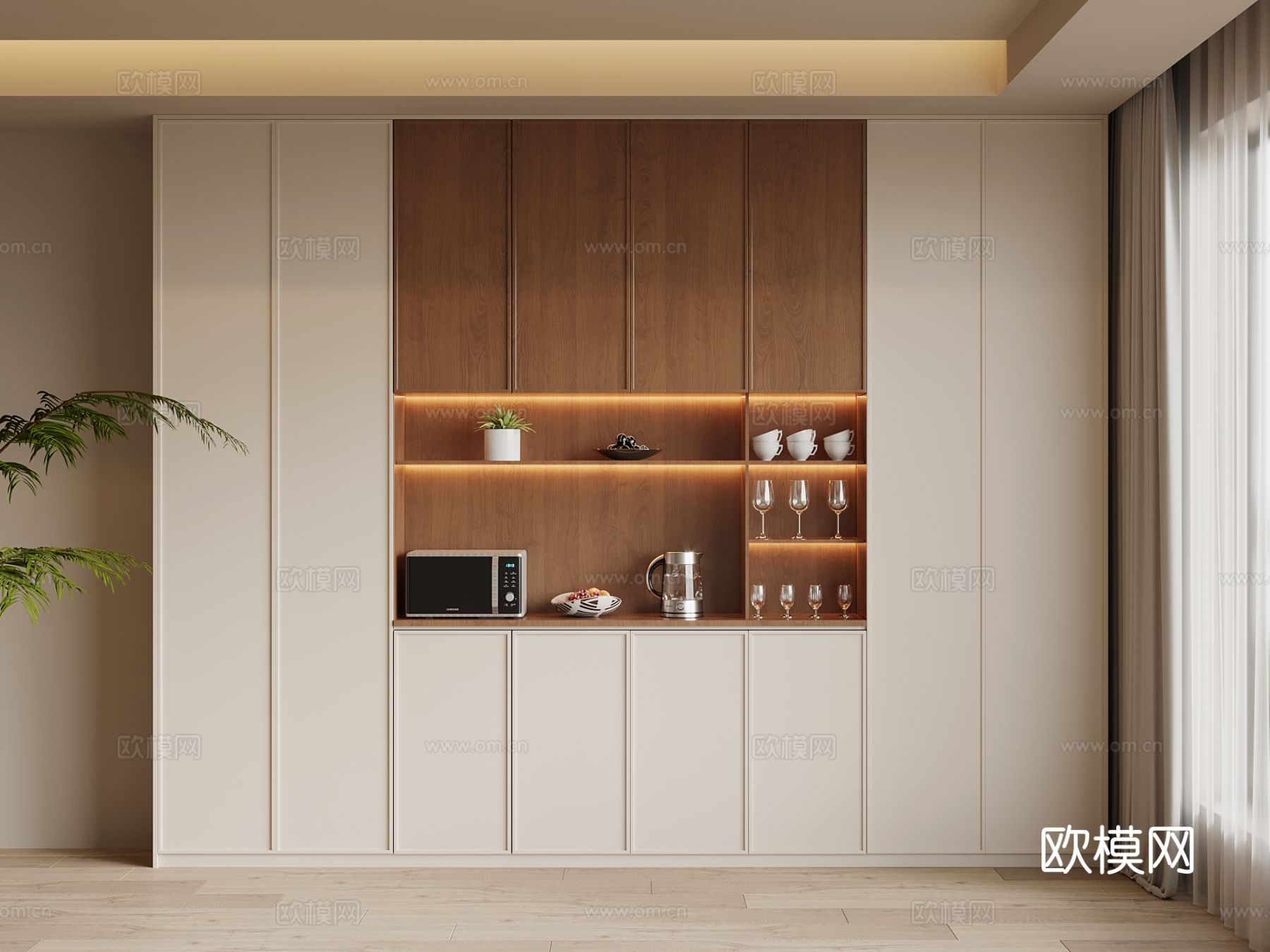 中古风酒柜 餐边柜3d模型下载