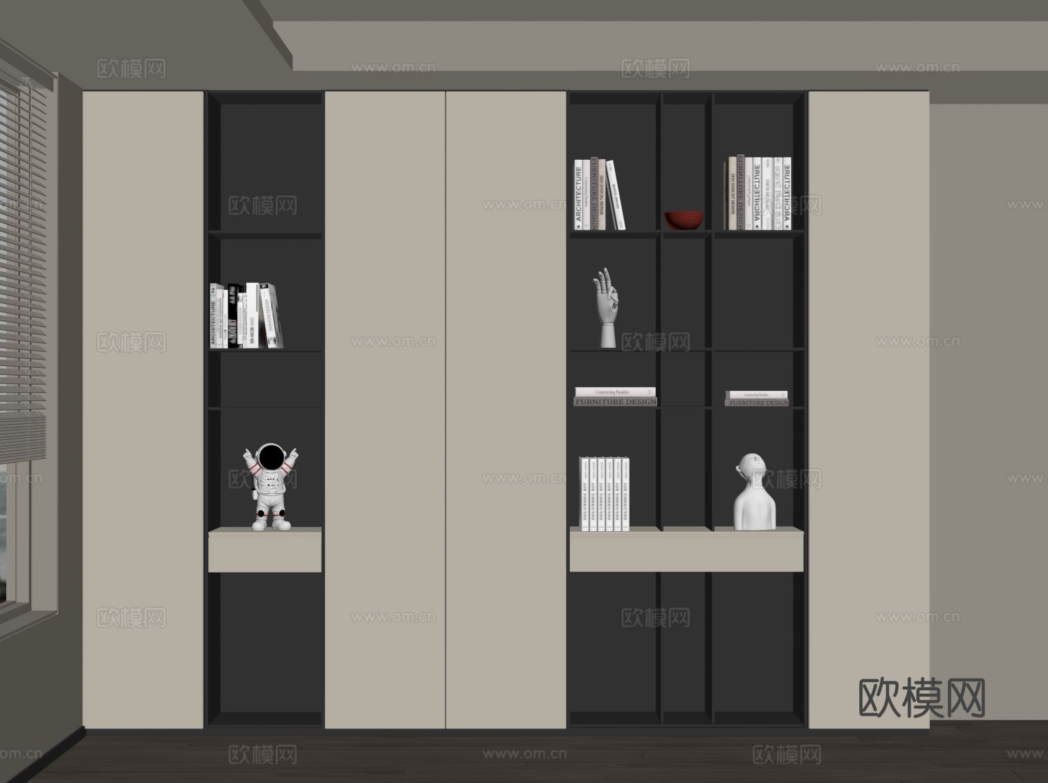 现代书柜 置物柜su模型