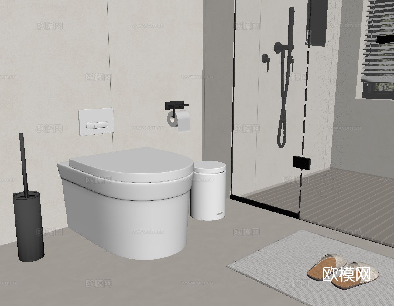 现代马桶 卫浴小件su模型