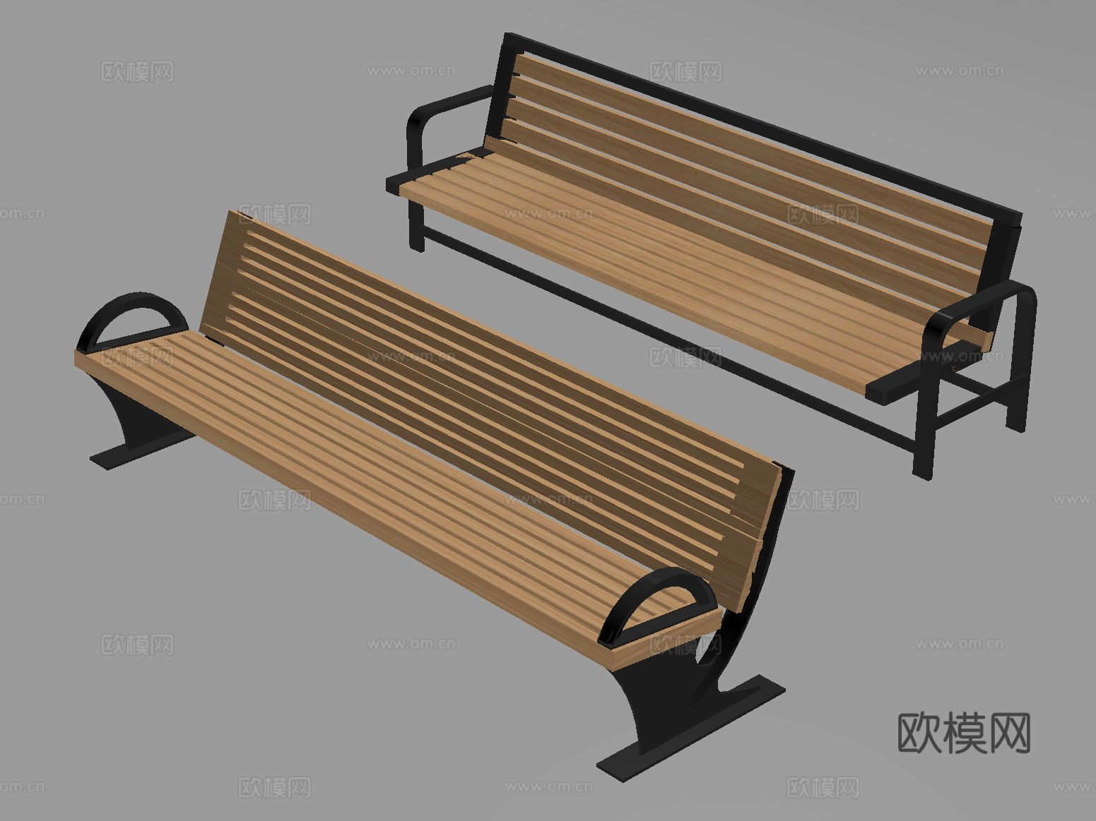现代户外长椅 公园座椅 木材 长条形 景观座椅su模型