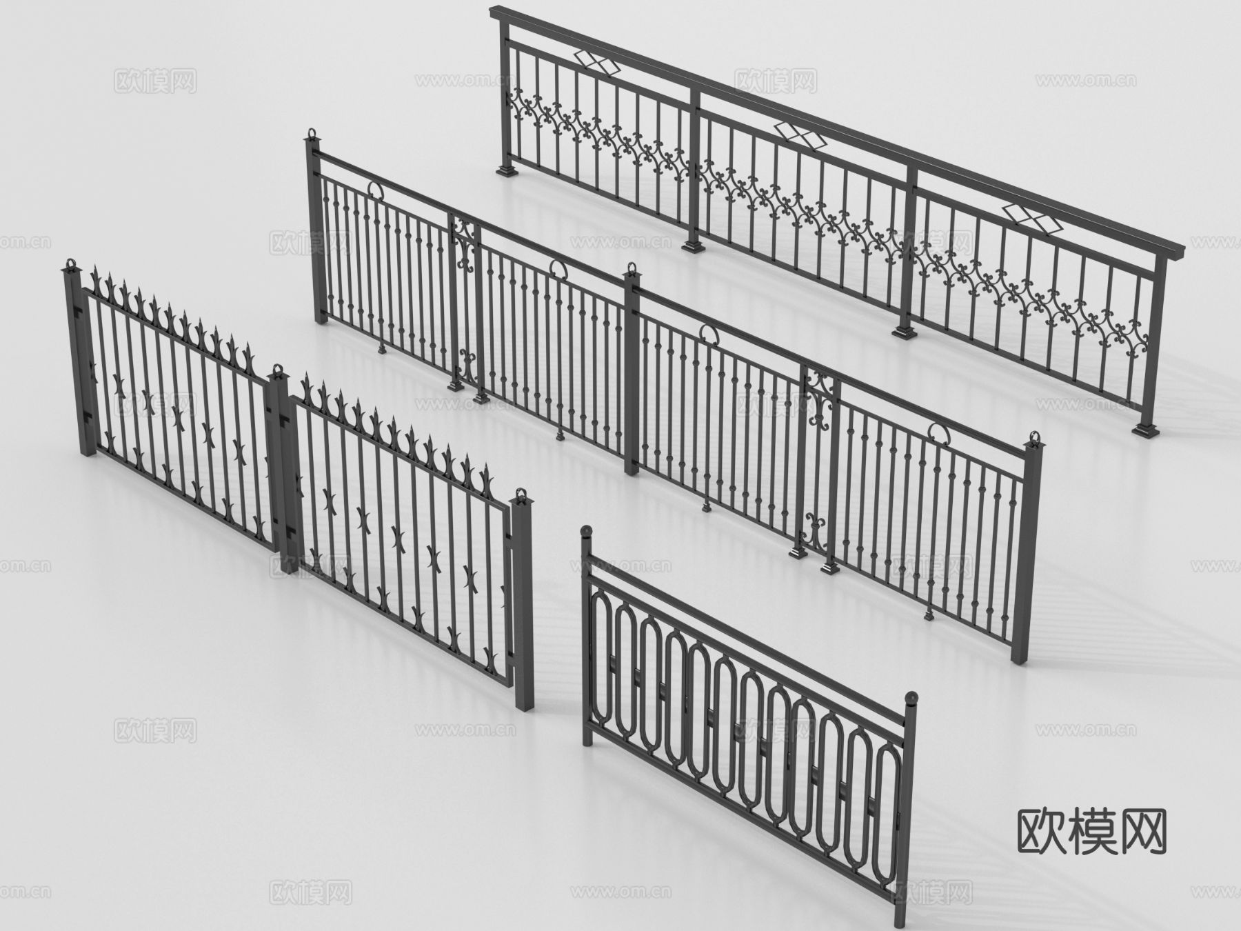 现代铁艺栏杆 护栏 围栏 防护栏 栏杆 扶手su模型