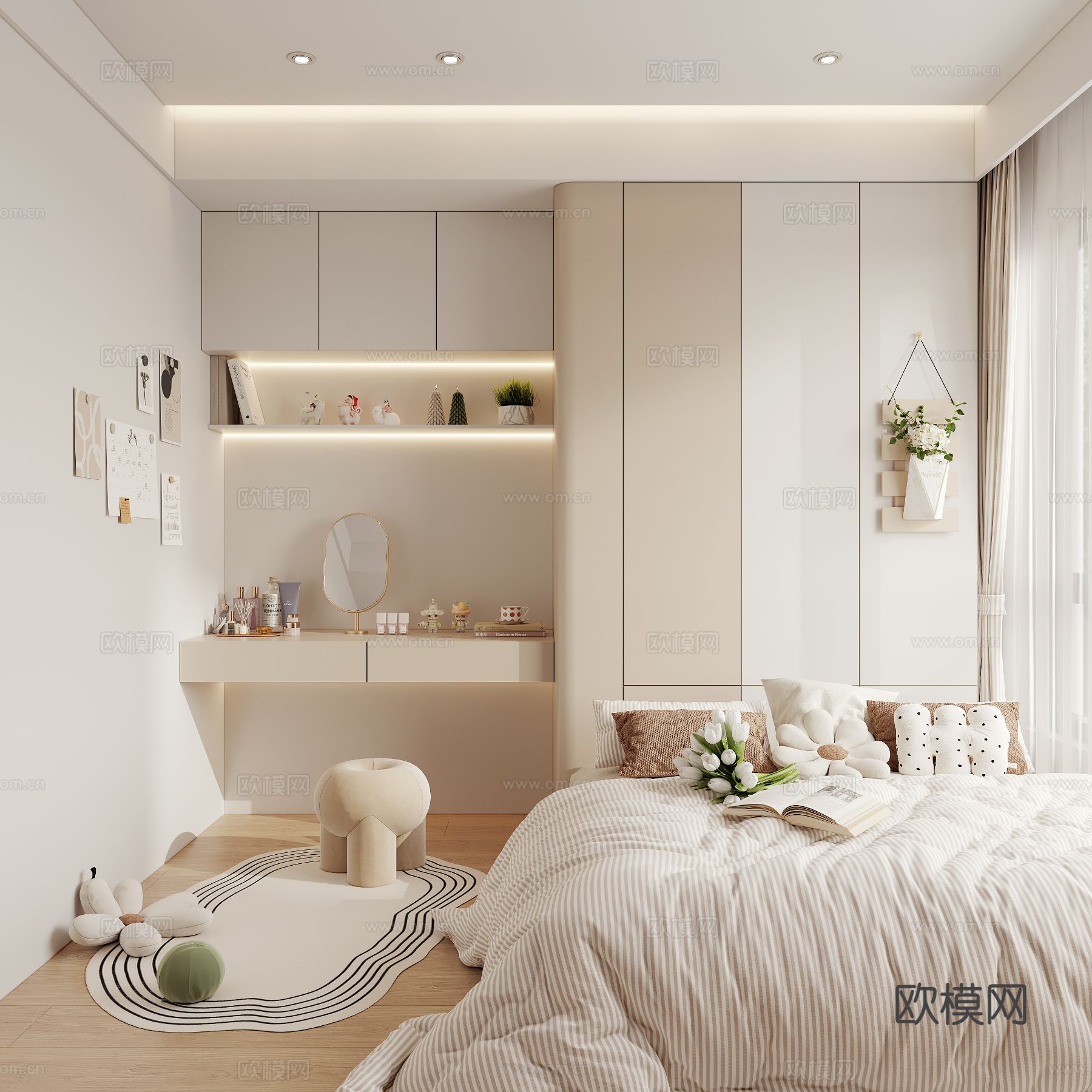 多功能房 榻榻米卧室su模型