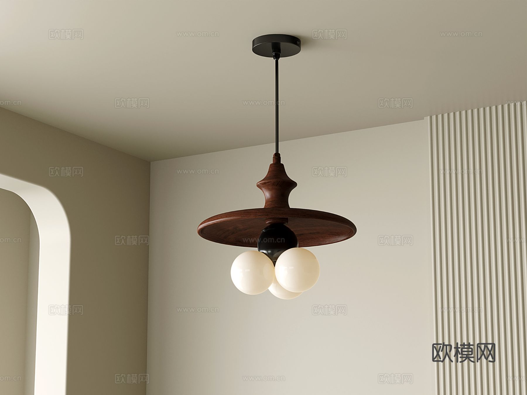 宋氏美学餐厅吊灯 复古餐厅吊灯 实木吊灯 吧台吊灯su模型