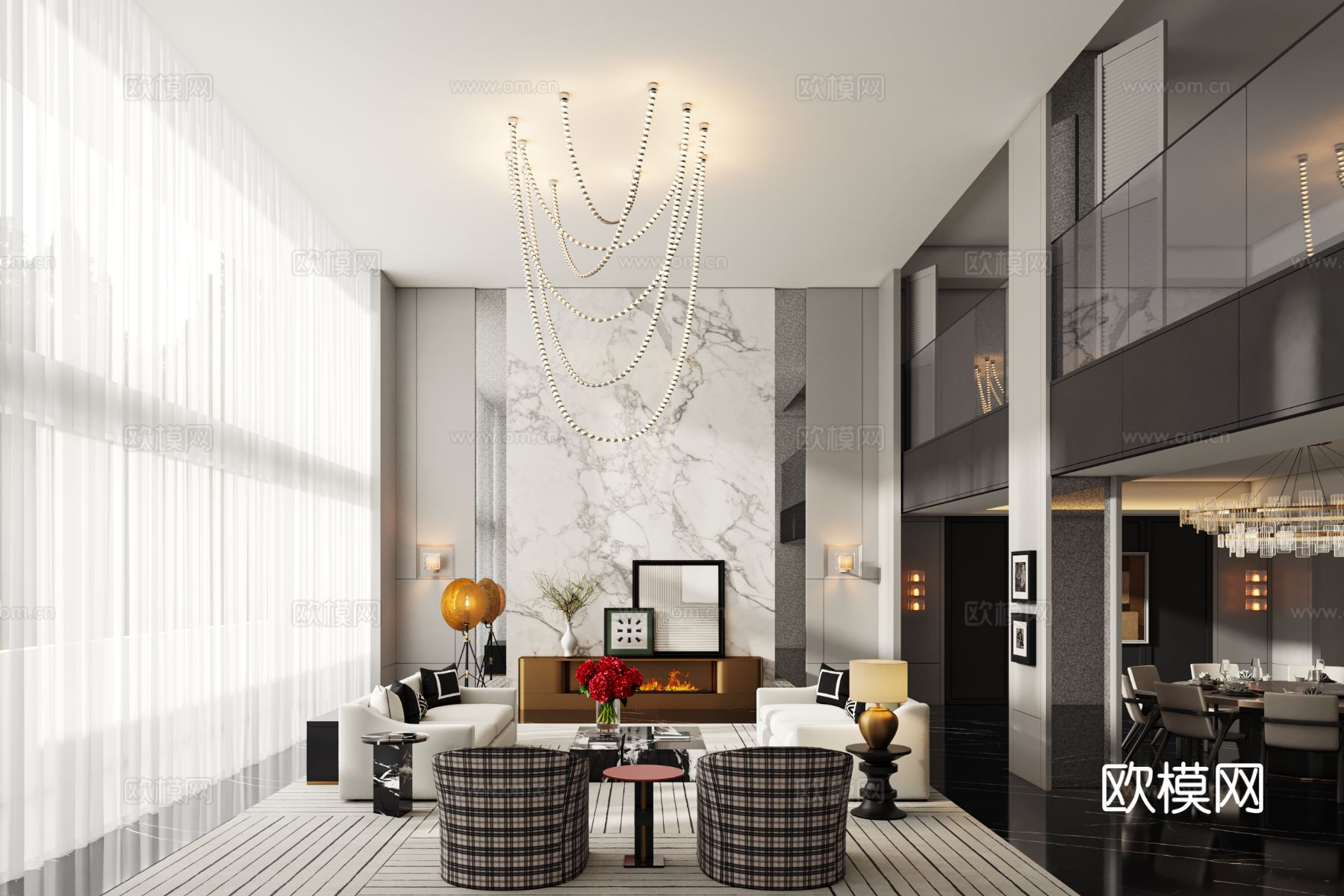 李益中 杭州建发 云启钱湾 别墅大厅3d模型