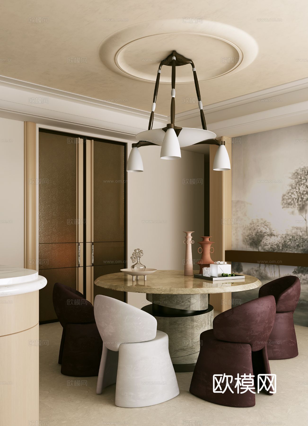 邵程 × 召禾新作 上海安澜 大平层餐厅3d模型