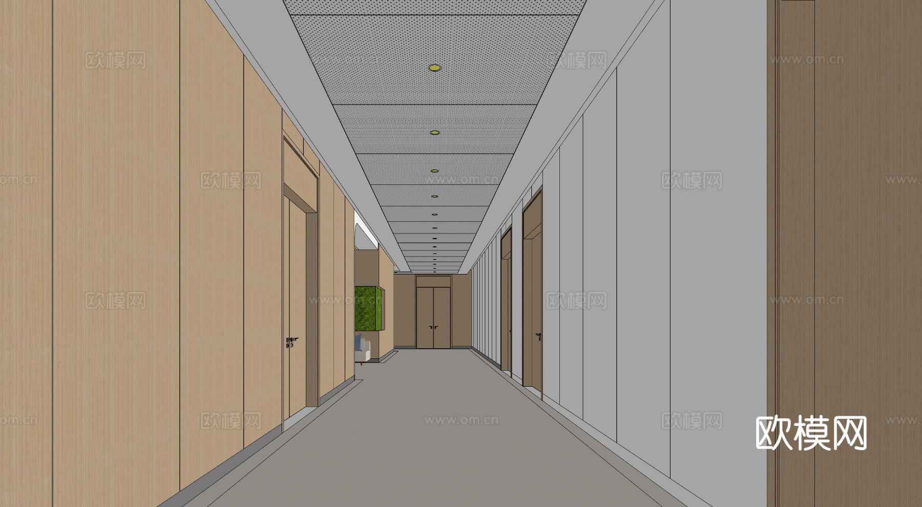 现代医院走廊su模型下载