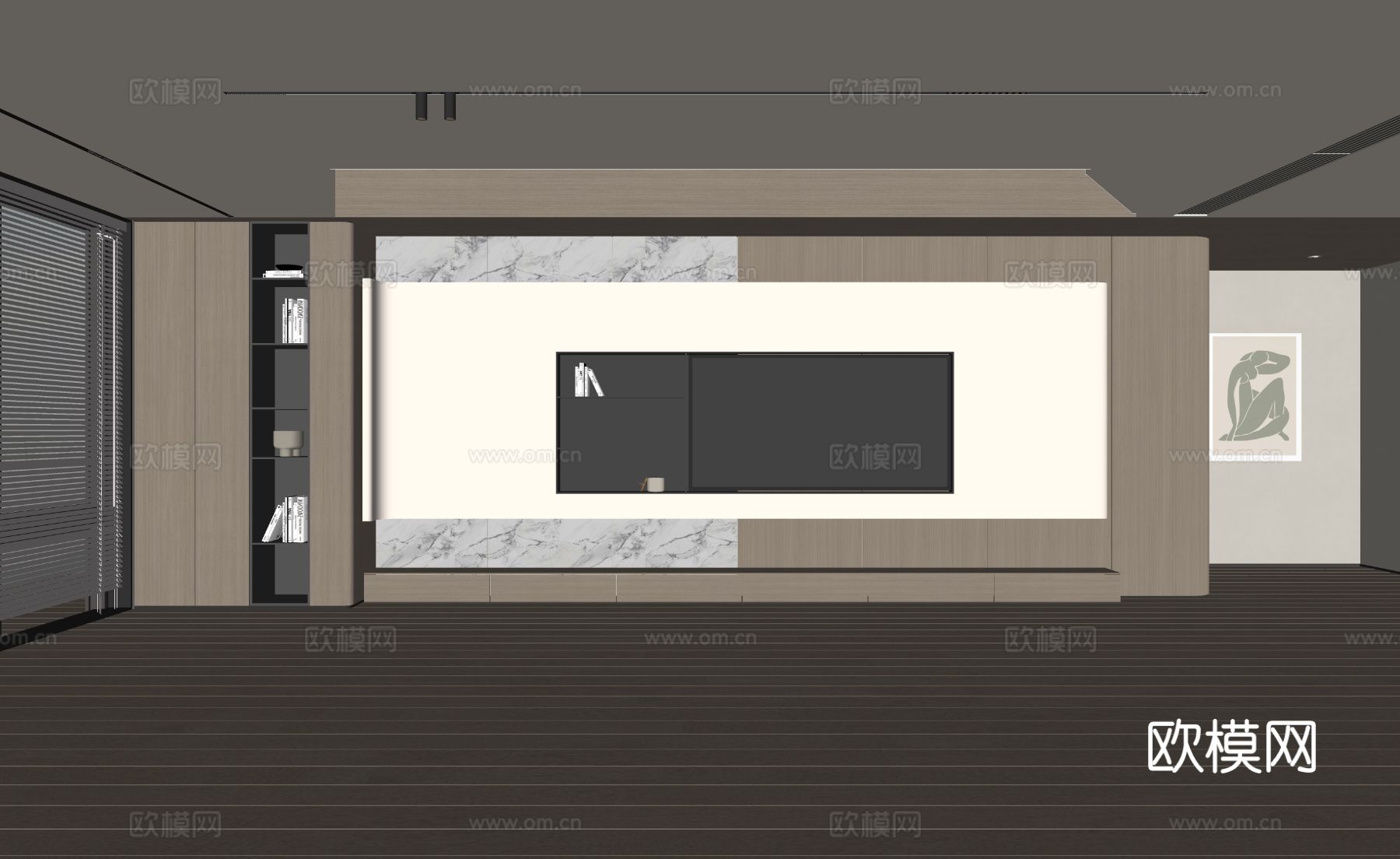 现代客厅 奶油客厅 电视背景墙 客厅背景 奶油风背景墙su模型