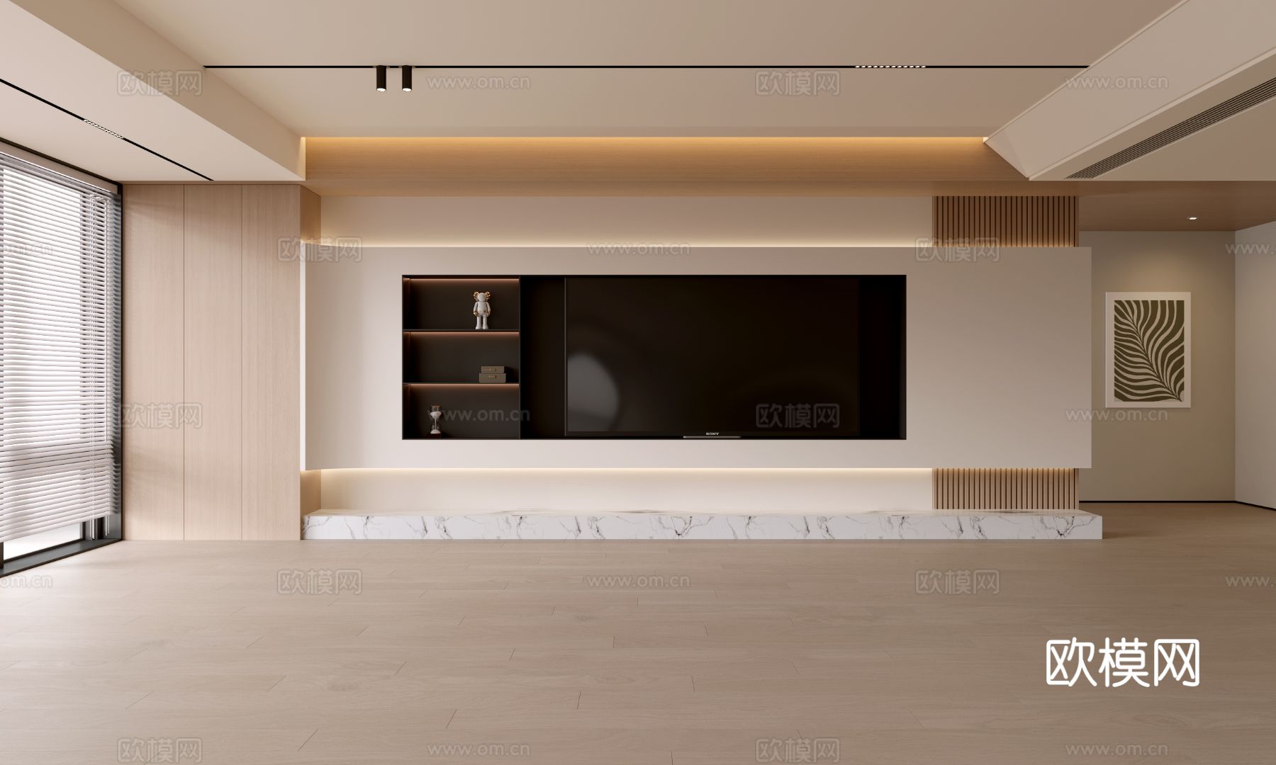 现代客厅 奶油客厅 电视背景墙 客厅背景 奶油风背景墙su模型