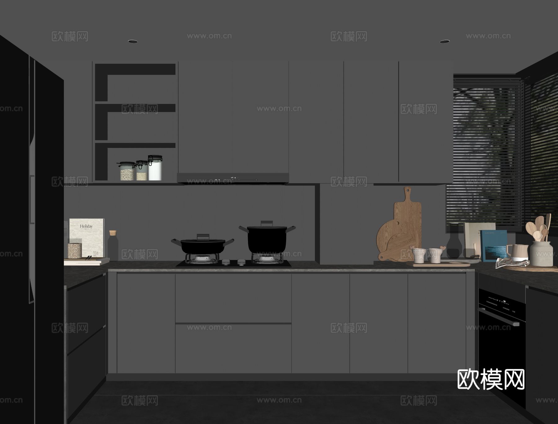 高级灰厨房su模型