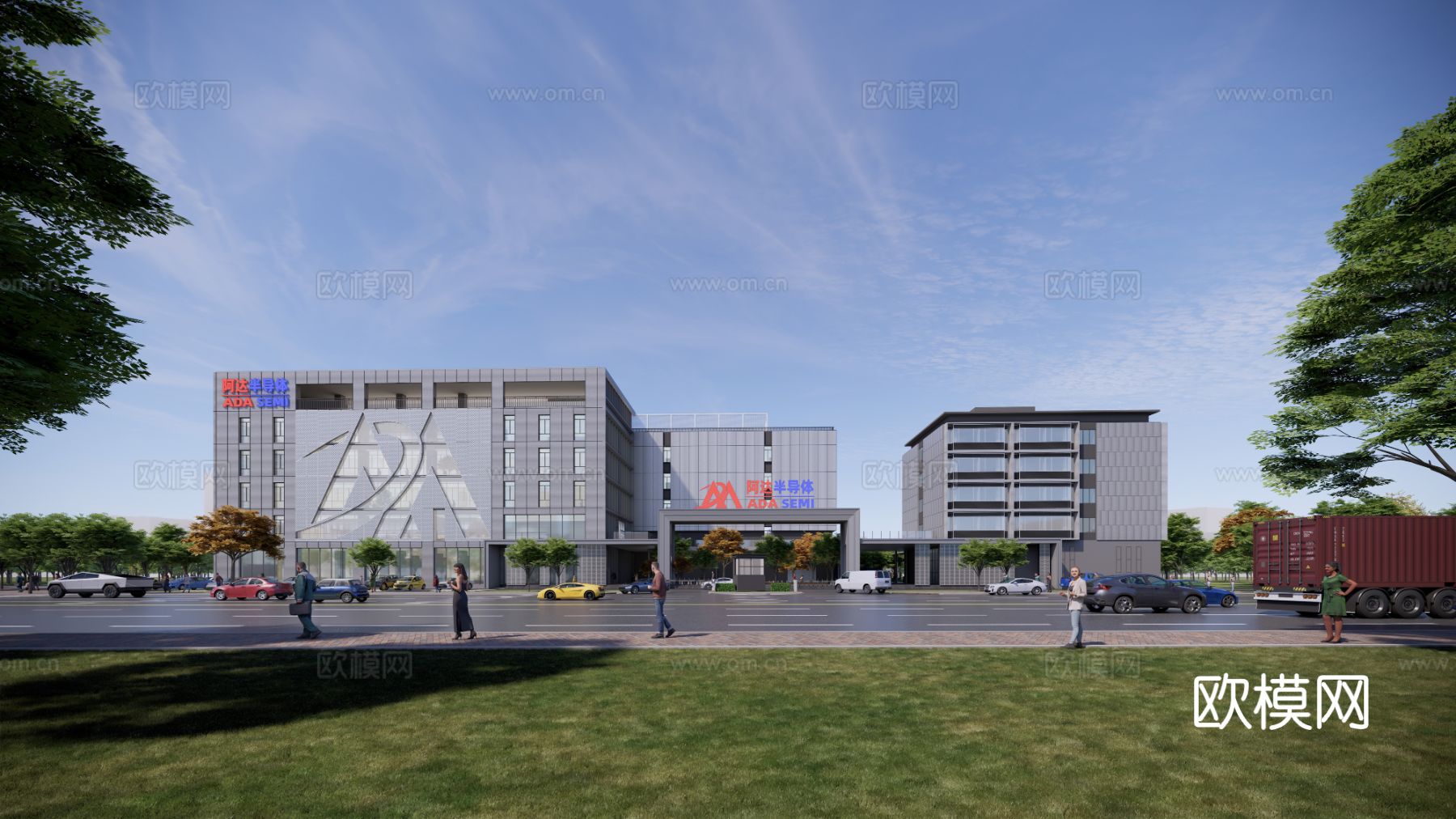 现代厂房写字楼外观效果图下载（渲染图1）