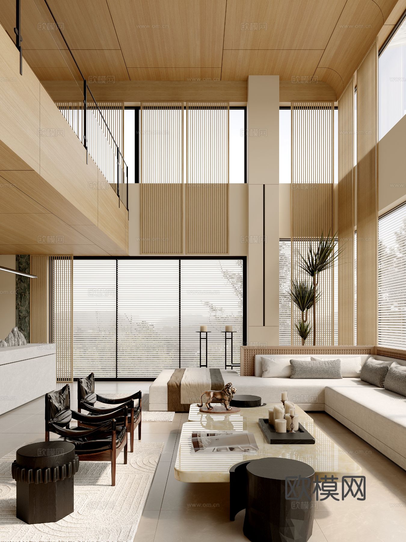 孟也×WSD成都麓湖黑鉐岛别墅客厅3d模型