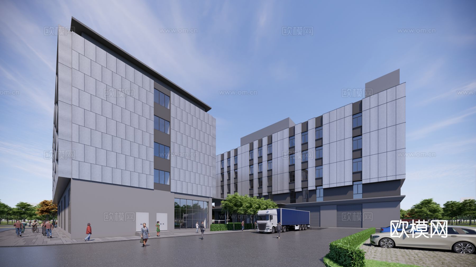 现代厂房写字楼外观效果图下载（渲染图8）