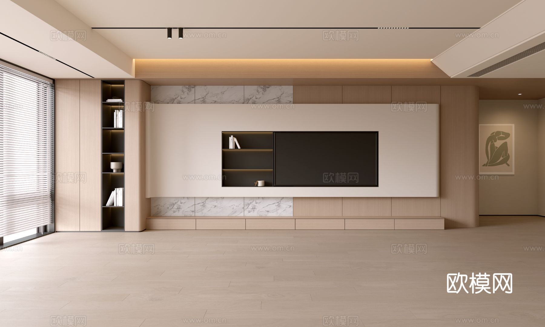 现代客厅 奶油客厅 电视背景墙 客厅背景 奶油风背景墙su模型