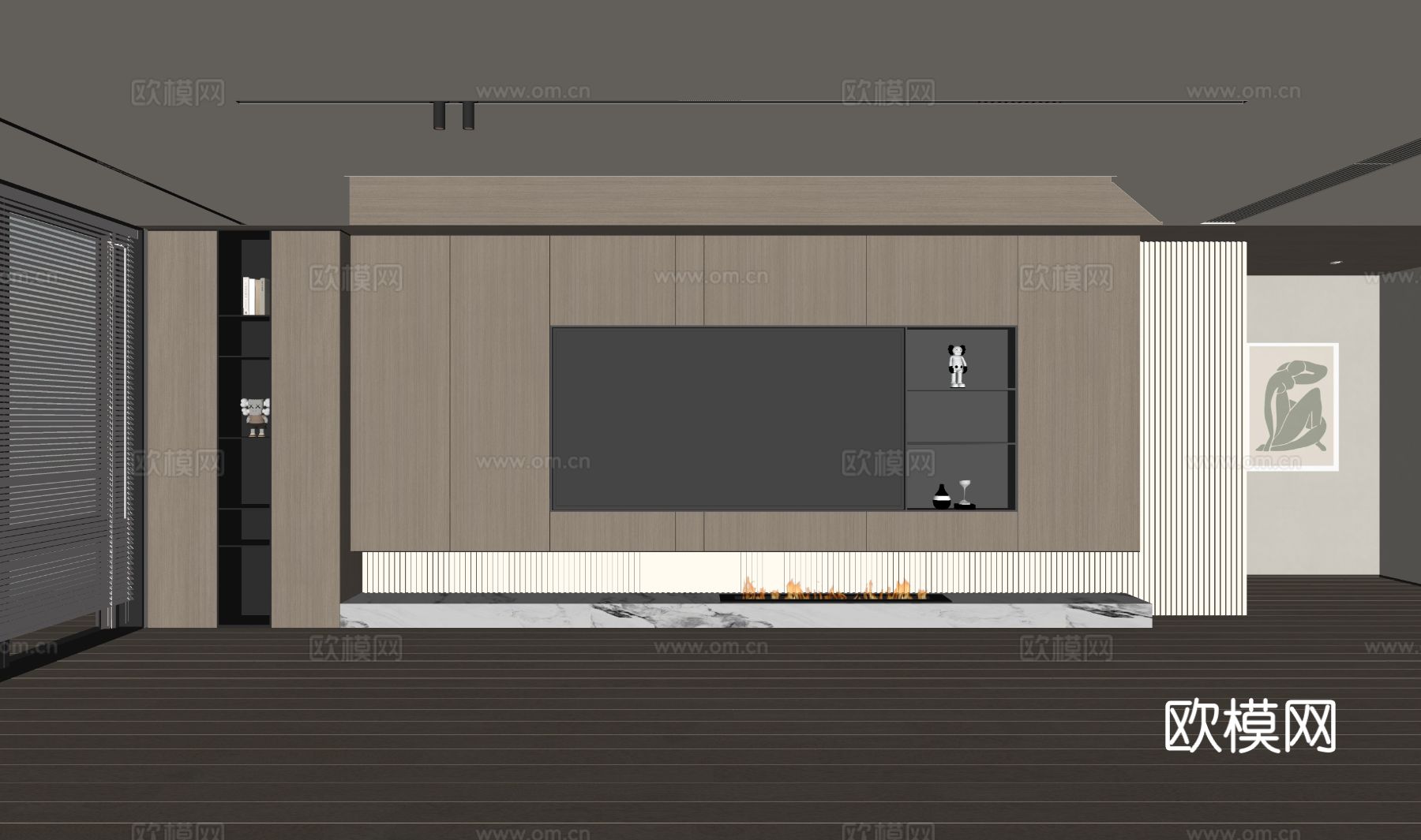 现代客厅 奶油客厅 电视背景墙 客厅背景 奶油风背景墙su模型