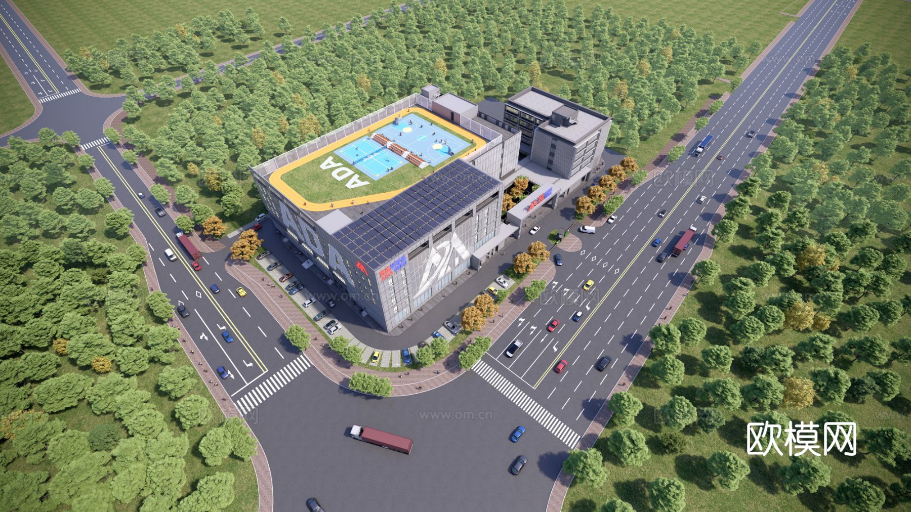 现代厂房写字楼外观效果图下载（渲染图2）