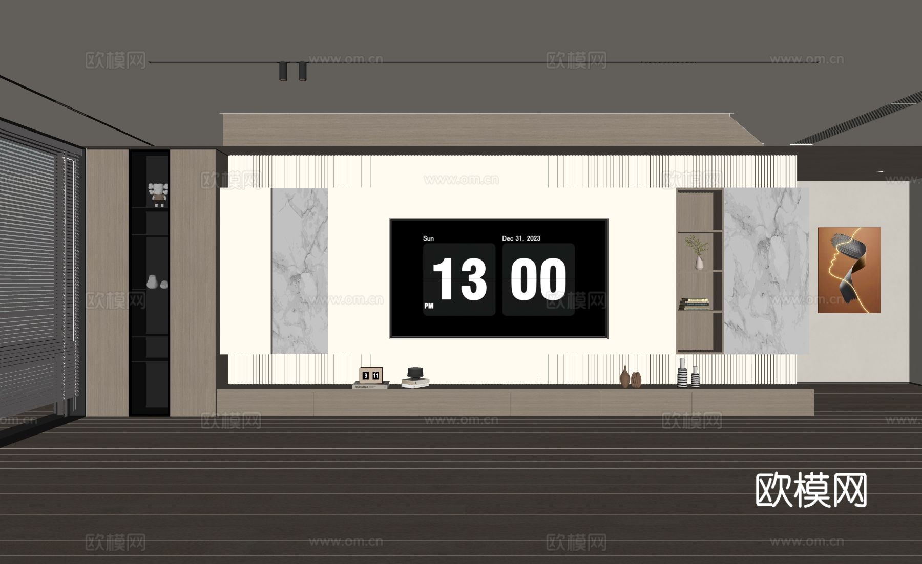 现代客厅 奶油客厅 电视背景墙 客厅背景 奶油风背景墙su模型