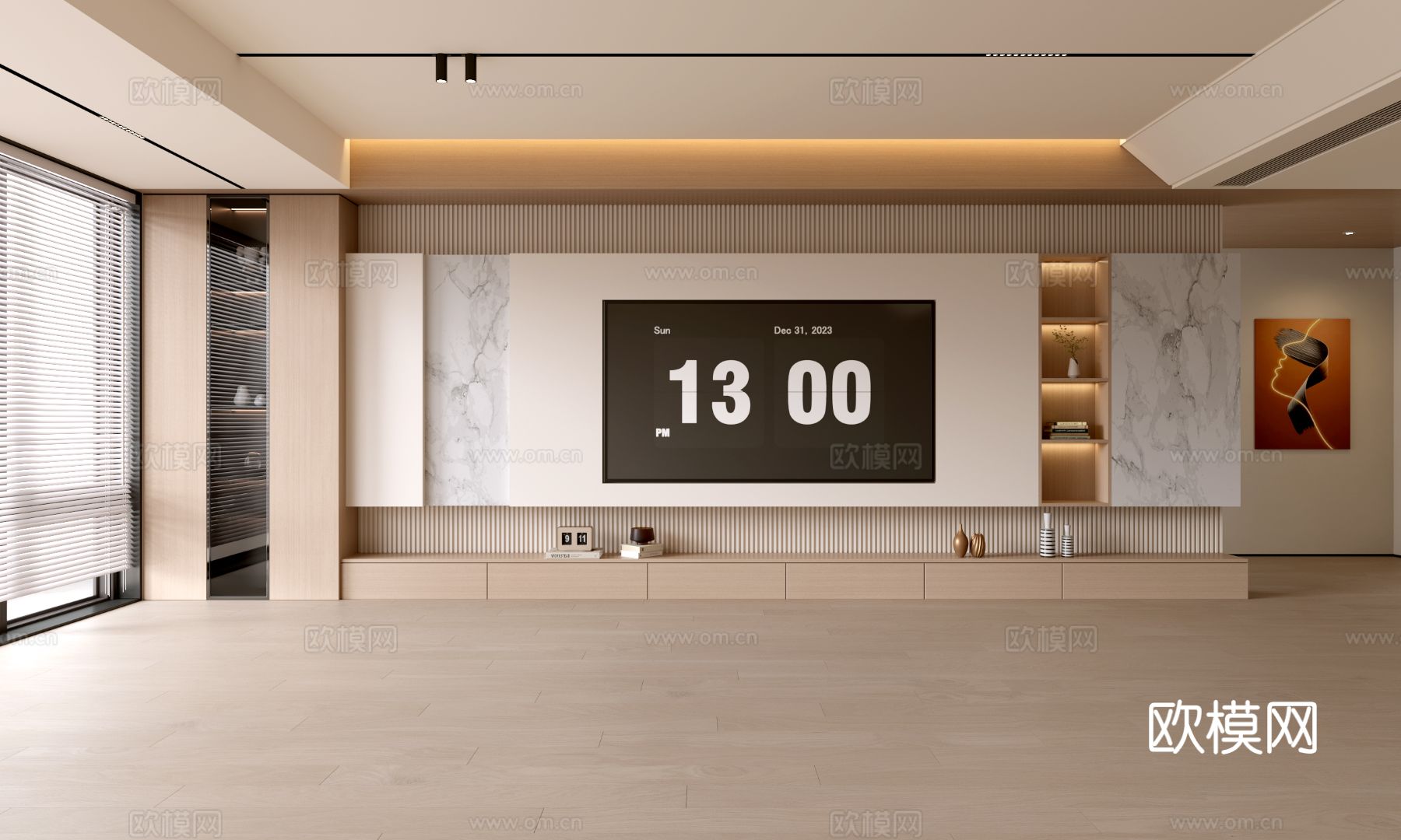 现代客厅 奶油客厅 电视背景墙 客厅背景 奶油风背景墙su模型